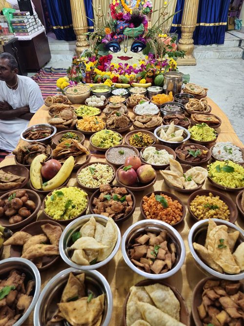 Annakut — a mountain of prasadam offered to Krishna