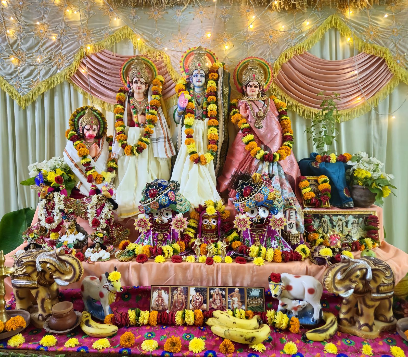 The deities on the altar at ISKCON Kamareddy